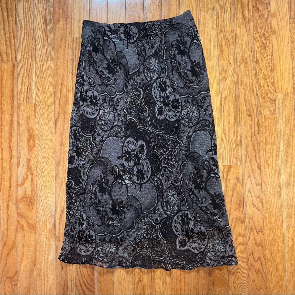 Ice Black Maxi A-Line Skirt for Cocktail